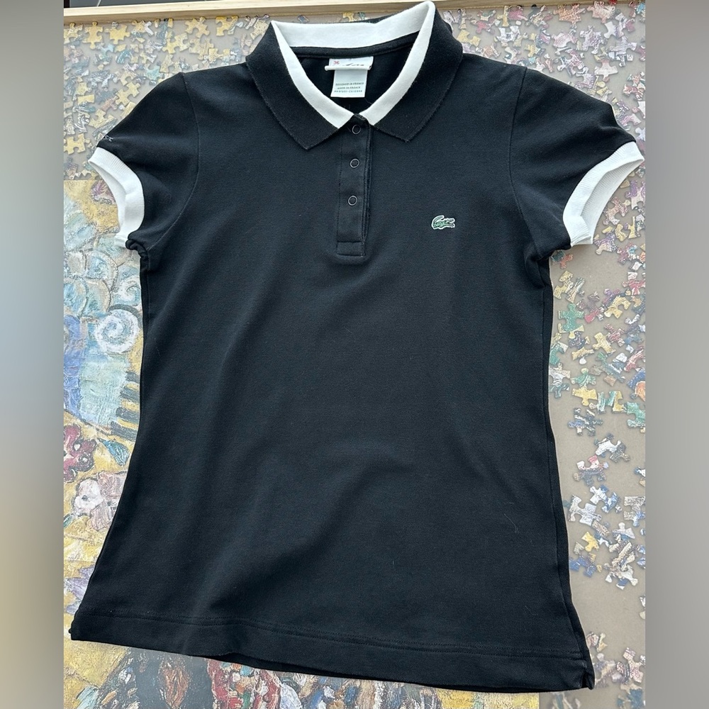 Lacoste Black Polo Shirt with White Trim